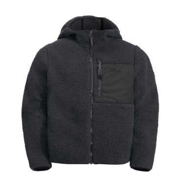 Jack Wolfskin Fleece Jacket Ice Curl Hood (soft, warm, breathable) phantom grey Kids