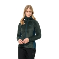 Jack Wolfskin Fleece Jacket Rotwand Hooded (warm, soft, breathable) blue/green Women