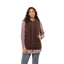 Jack Wolfskin Fleece Vest High Curl Long Vest (Hood, warm, breathable) brown/berry Women