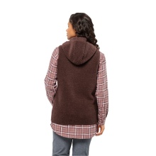 Jack Wolfskin Fleece Vest High Curl Long Vest (Hood, warm, breathable) brown/berry Women