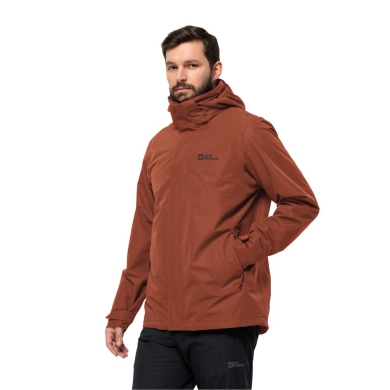 Jack Wolfskin All-Season Jacket Luntal 3in1 (waterproof, windproof, with fleece inner jacket) brown Men