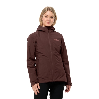 Jack Wolfskin All-Season Jacket Moonrise 3in1 (waterproof, windproof, with fleece inner jacket) burgundy Women