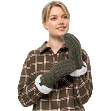 Jack Wolfskin Winter Gloves (Mittens) Highloft Knit Mitten (made of soft Sherpa fleece, warm) moss green Women