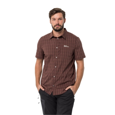 Jack Wolfskin Short Sleeve Shirt Rays Stretch Vent Burgundy Men