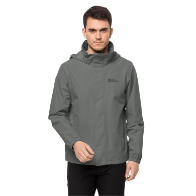 Jack Wolfskin Stormy Point 2-Layer Rain Jacket (Weatherproof Jacket, Waterproof/Windproof, Breathable) Dark Green Men