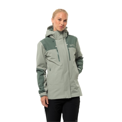 Jack Wolfskin Wander Jacket/Rain Jacket Jasper 2-Layer (Weather Protection Jacket, Waterproof, Windproof) Mint Green Ladies