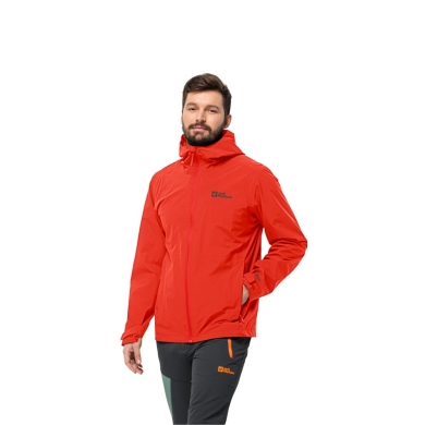 Jack Wolfskin Rain Jacket Robury 2-Layer (Weatherproof Jacket, Waterproof/Windproof) Red Men