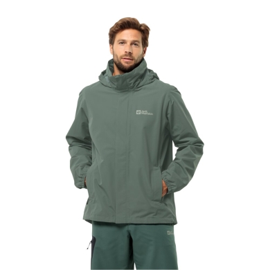 Jack Wolfskin Rain Jacket Stormy Point 2-Layer 2024 (Weatherproof Jacket, Waterproof, Windproof) Hedge Green Men