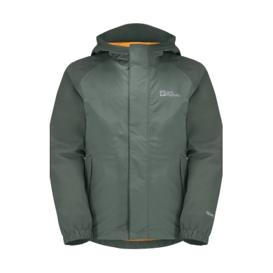 Jack Wolfskin Rain Jacket Tucan (lightweight, windproof, waterproof) hedge green Kids