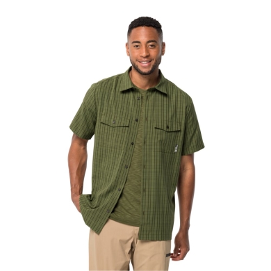 Jack Wolfskin Travel and Hiking Shirt Thompson 2023 Short Sleeve Khaki/Green Men's