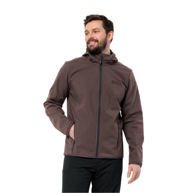 Jack Wolfskin Softshell Jacket Bornberg Hoody (Hood, windproof, water-repellent) burgundy Men