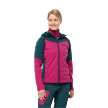 Jack Wolfskin Softshell Jacket Brisstal Hoody (Hood, windproof, water-repellent) magenta Women