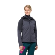 Jack Wolfskin Softshell Jacket Brisstal Hoody (Hood, windproof, water-repellent) grey Women