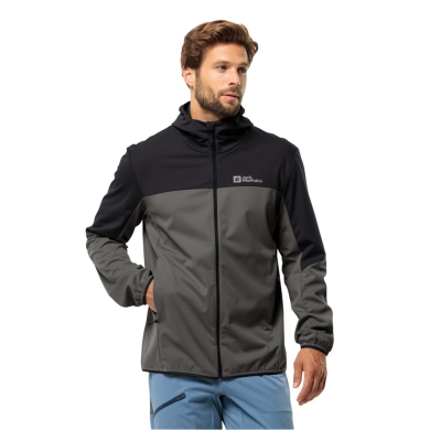 Jack Wolfskin Softshell Jacket Feldberg Hoody (windproof, water-repellent) dark grey Men