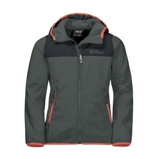 Jack Wolfskin Softshell Jacket Fourwinds (wind & water repellent) dark green Children/Youth (164-176)