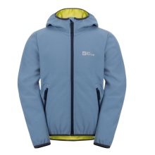 Jack Wolfskin Softshell Jacket Fourwinds 2024 (robust, breathable) light blue Children