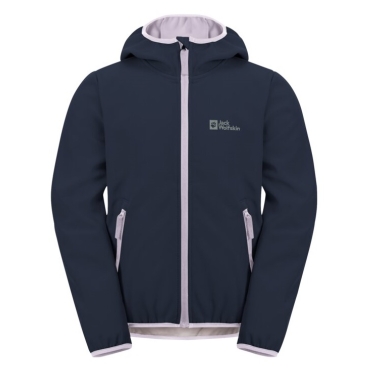 Jack Wolfskin Softshell Jacket Fourwinds 2024 (robust, breathable) navy blue/lavender Kids