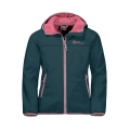 Jack Wolfskin Softshell Jacket Fourwinds (wind & water repellent) dark blue/pink Kids