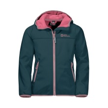 Jack Wolfskin Softshell Jacket Fourwinds (wind & water repellent) dark blue/pink Kids