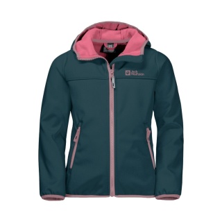 Jack Wolfskin Softshell Jacket Fourwinds (wind & water repellent) dark blue/pink Kids