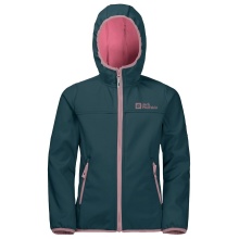 Jack Wolfskin Softshell Jacket Fourwinds (wind & water repellent) dark blue/pink Kids