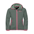 Jack Wolfskin Softshell Jacket Fourwinds (wind & water repellent) hedge green Kids