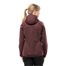 Jack Wolfskin Softshell Jacket Windhain Hoody (Hood, windproof, water-repellent) burgundy Women