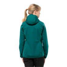 Jack Wolfskin Softshell Jacket Windhain Hoody (Hood, windproof, water-repellent) blue-green Women