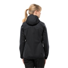 Jack Wolfskin Softshell Jacket Windhain Hoody (Hood, windproof, water-repellent) black Women