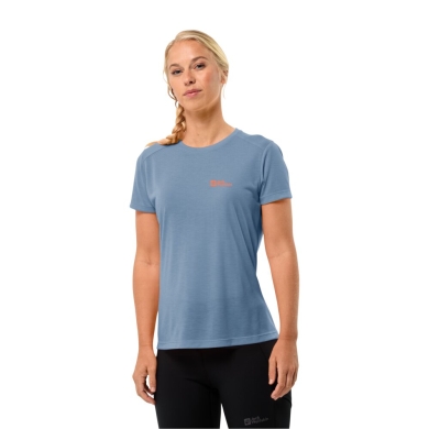 Jack Wolfskin Sports T-Shirt Vonnan (breathable, odour-resistant) light blue ladies