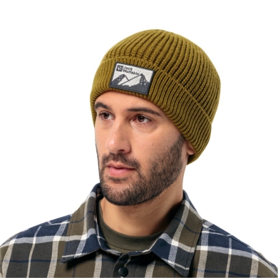 Jack Wolfskin Knitted Hat Edo Badge Beanie - olive green Men