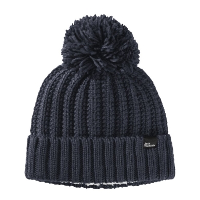 Jack Wolfskin Knit Beanie with Pom Pom - Midnight Blue Women