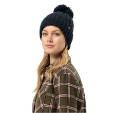 Jack Wolfskin Knit Beanie with Pom Pom - Midnight Blue Women