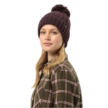 Jack Wolfskin Knitted Hat Highloft Knit Beanie with Pom Pom - berrypink Women