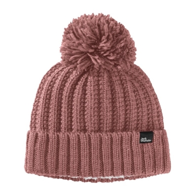 Jack Wolfskin Knit Beanie Highloft with Pom Pom - Pink Women