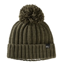 Jack Wolfskin Knit Beanie with Pom Pom - Moss Green Women