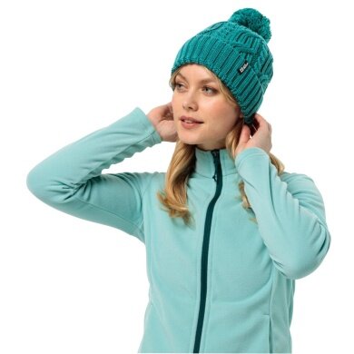 Jack Wolfskin Knitted Hat Pompom Beanie (Fleece Lined) - Petrol Women