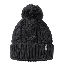 Jack Wolfskin Knitted Pompom Beanie (Fleece Lined) - Black Women