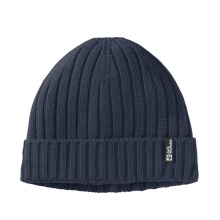 Jack Wolfskin Rib Knit Beanie (Fleece Lined) in Midnight Blue