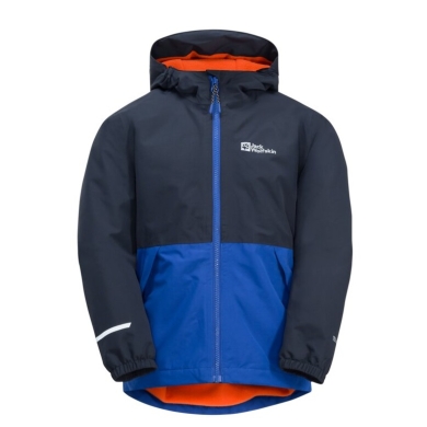 Jack Wolfskin Transition Jacket Snowy Days 2023 (waterproof and windproof, fleece lining) dark blue Kids