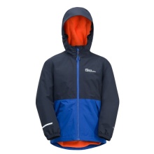 Jack Wolfskin Transition Jacket Snowy Days 2023 (waterproof and windproof, fleece lining) dark blue Kids