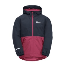 Jack Wolfskin Transition Jacket Snowy Days 2023 (waterproof and windproof, fleece lining) dark blue/fuchsia Children (164-176)