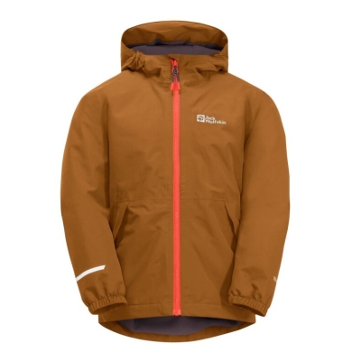 Jack Wolfskin Transition Jacket Snowy Days 2023 (waterproof and windproof, fleece lining) light brown Kids