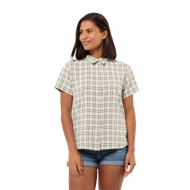 Jack Wolfskin Wanderblouse Febla Shirt (moisture-regulating, breathable) Short Sleeve Green Ladies