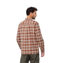 Jack Wolfskin Long Sleeve Bergweg Shirt with Chest Pocket (Flannel Shirt, Organic Cotton) Red/Brown Men