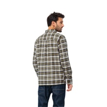 Jack Wolfskin Long-sleeved Bergweg Shirt with Chest Pocket (Flannel Shirt, Organic Cotton) Green/Blue Men