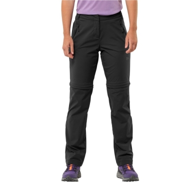 Jack Wolfskin Glastal Zip-Off Trousers (windproof, water-repellent) black ladies