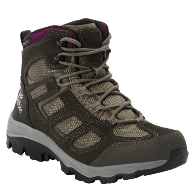 Jack Wolfskin Hiking Shoes Vojo 3 Texapore Mid (waterproof, breathable) khaki green/burgundy Women