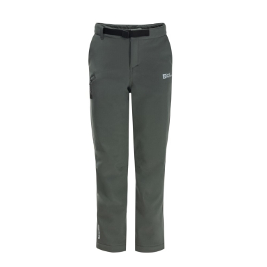 Jack Wolfskin Winter Softshell Trousers Actamic Pants (windproof, water-repellent, breathable) long grey-green Children