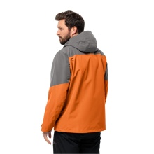 Jack Wolfskin Winter Jacket Glaabach 3in1 2023 (waterproof, windproof, with fleece inner jacket) orange/grey Men